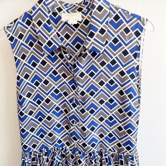 Kate Spade Silk Sleeveless Mini Button Down Silk Dress Size 10 - Picture 7 of 10